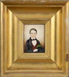 Attributed to Mrs. Moses B. Russell (Clarissa Peters),(Massachusetts, 1809-1854) Portrait Miniature of Augustus Hall.
